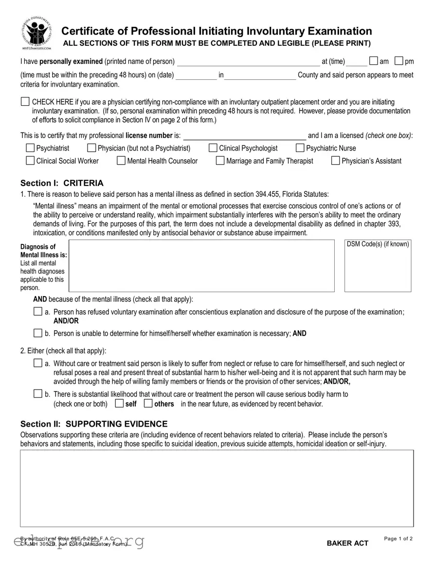 Blank Baker Act PDF Form