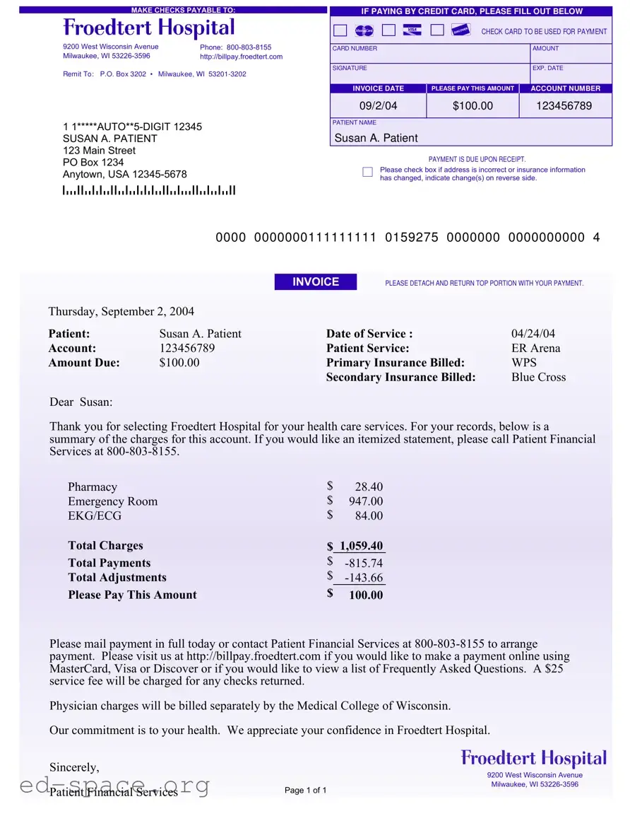 Blank Hospital Bill PDF Form
