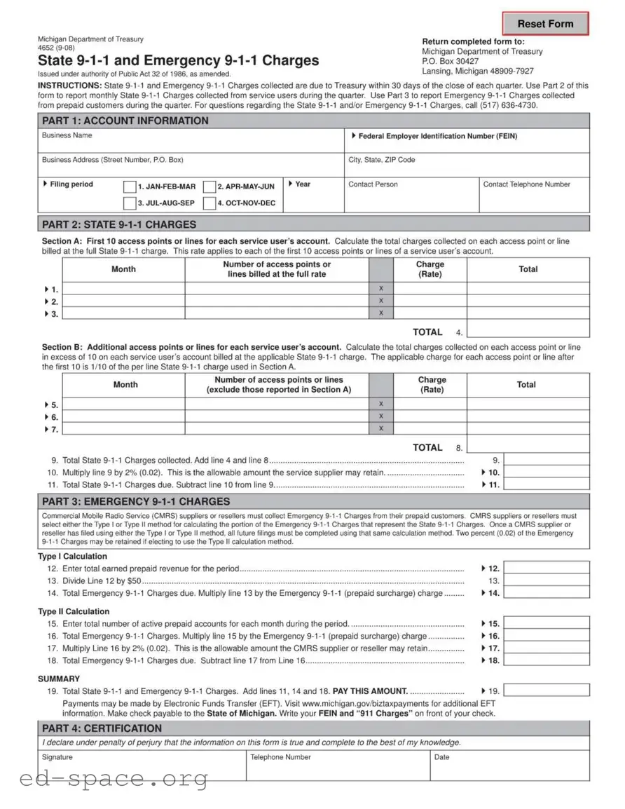 Blank Michigan 4652 PDF Form