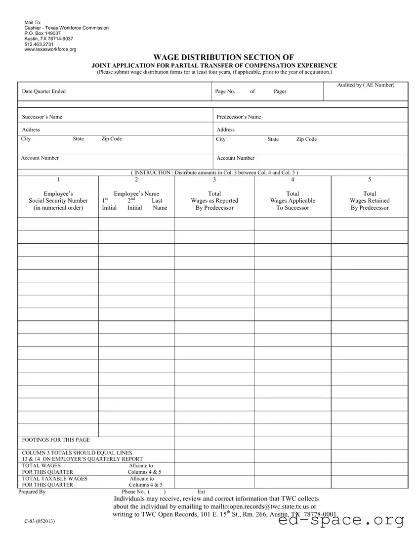 Blank Texas C 83 PDF Form