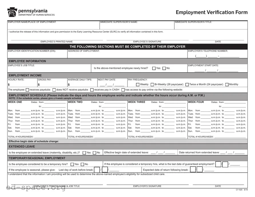 Blank Ccis Employment Verification PDF Form