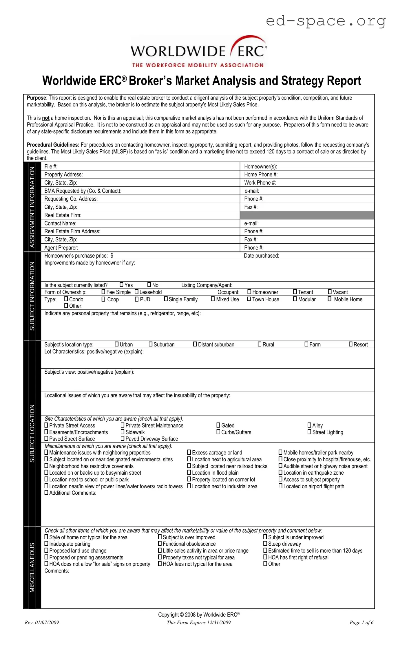 Blank Erc Broker Market Analysis PDF Form