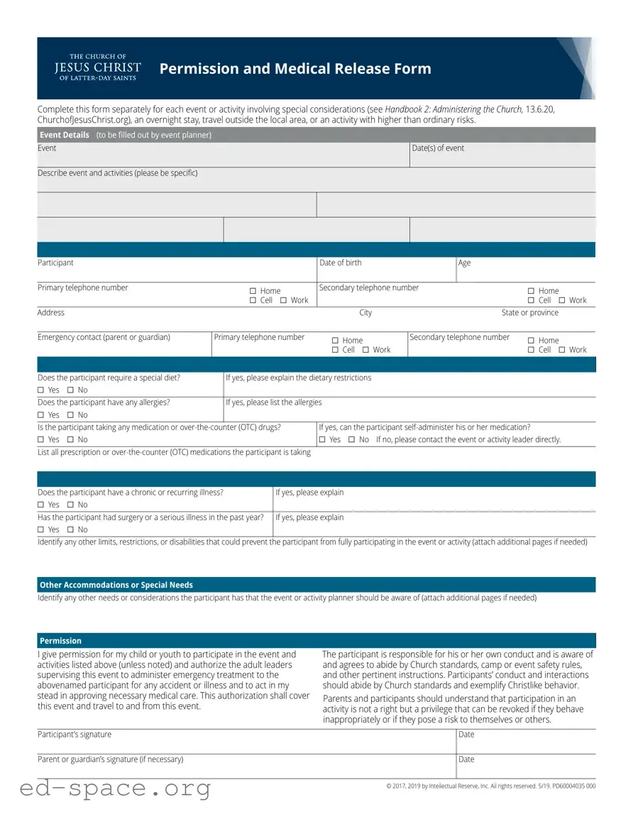 Blank Lds Permission PDF Form