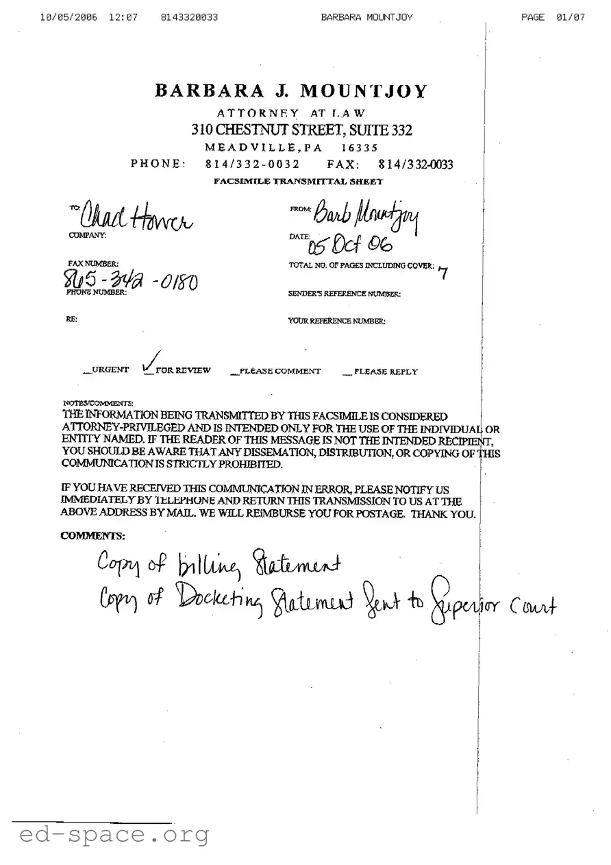 Blank Docketing Statement Civil Pennsylvania PDF Form