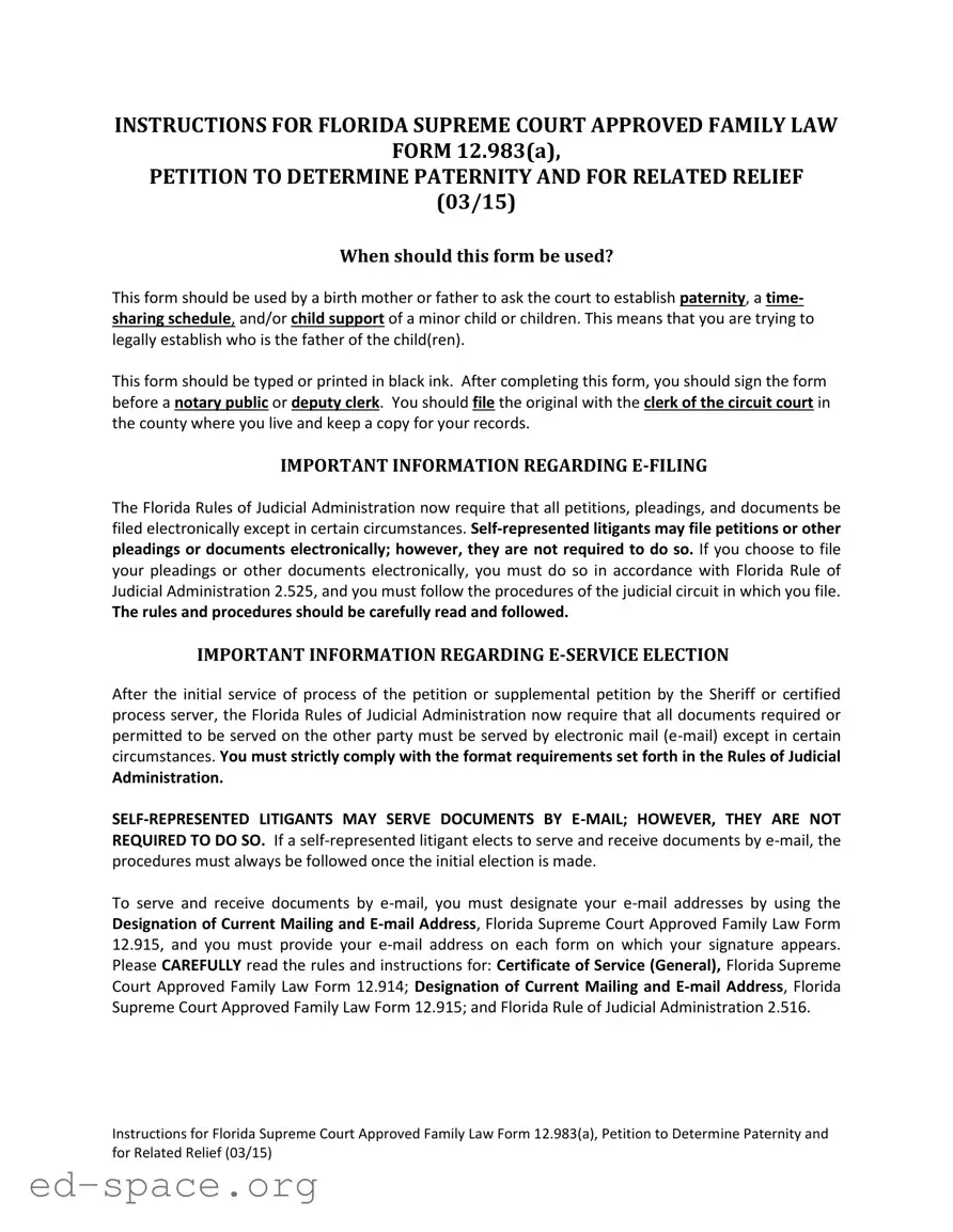 Blank Florida Petitioner PDF Form