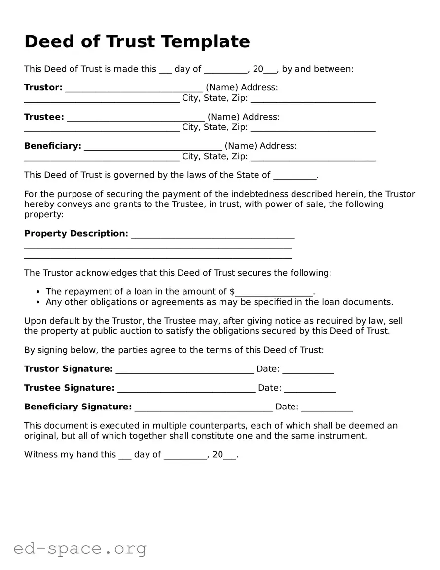 Fillable Deed of Trust Template