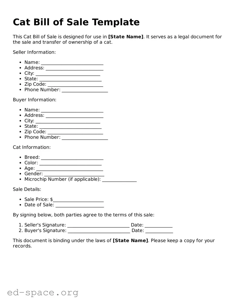 Fillable Cat Bill of Sale Template