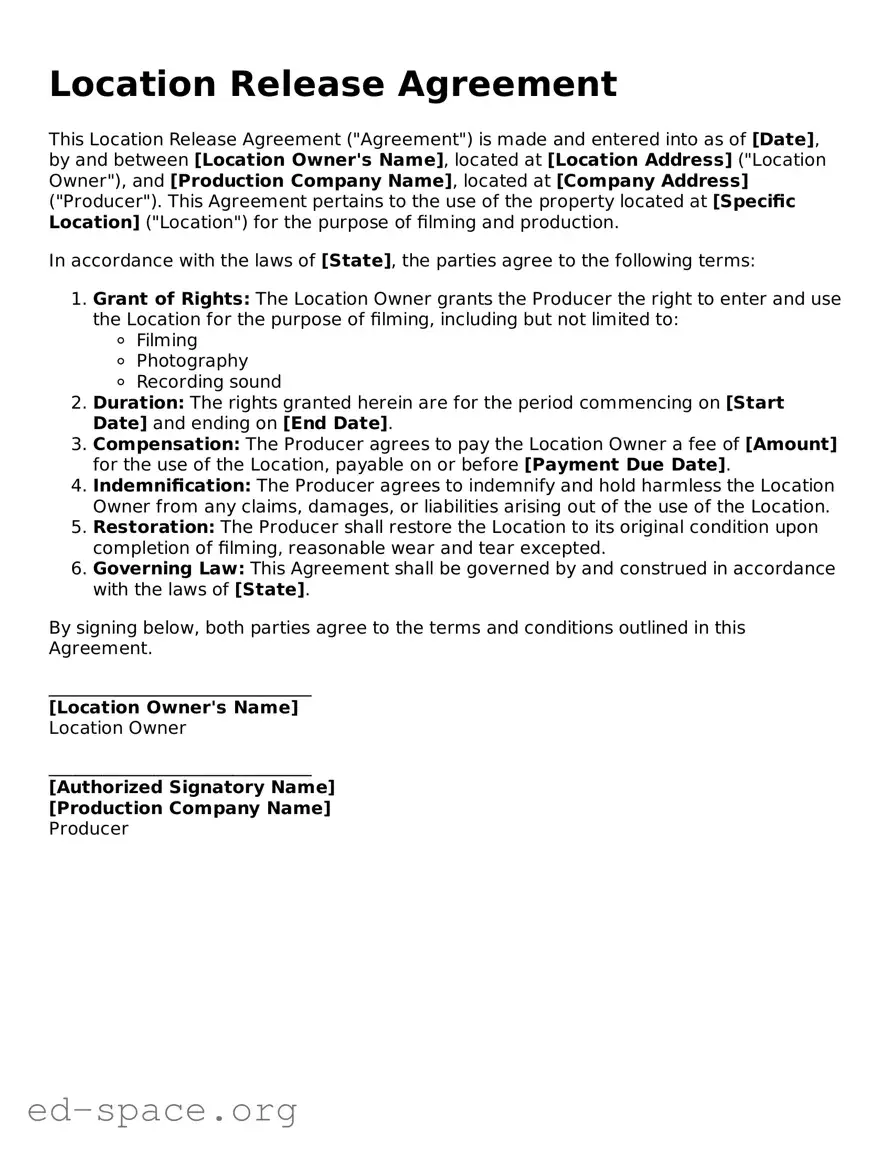 Fillable Location Release Template