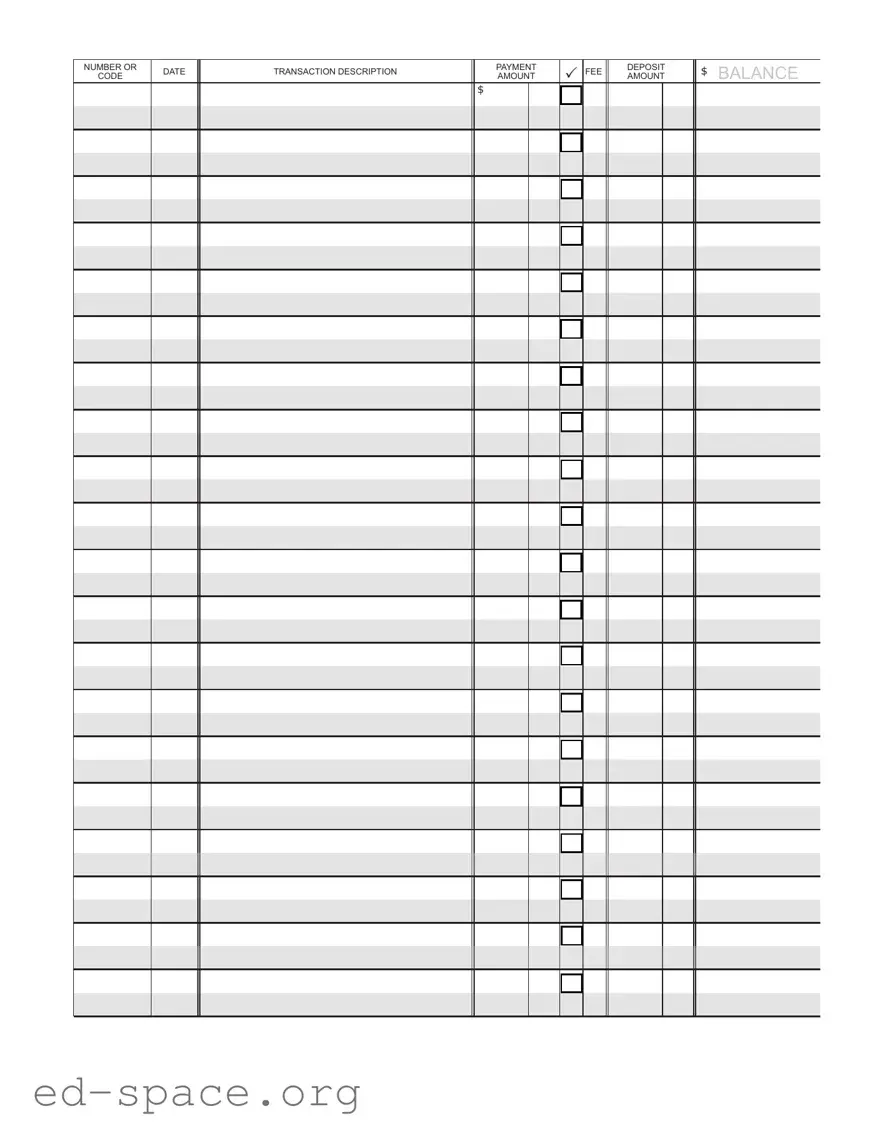 Blank Check Register PDF Form