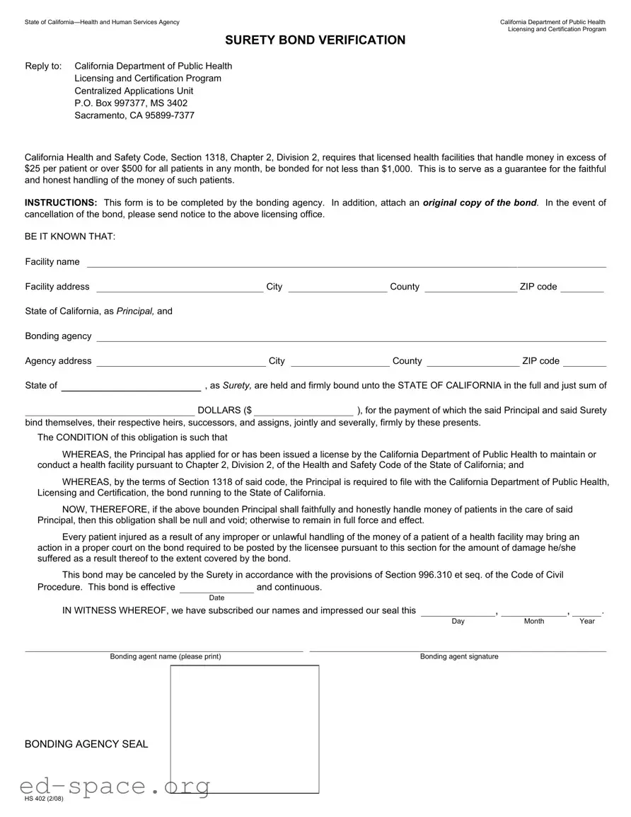 Blank California Hs 402 PDF Form