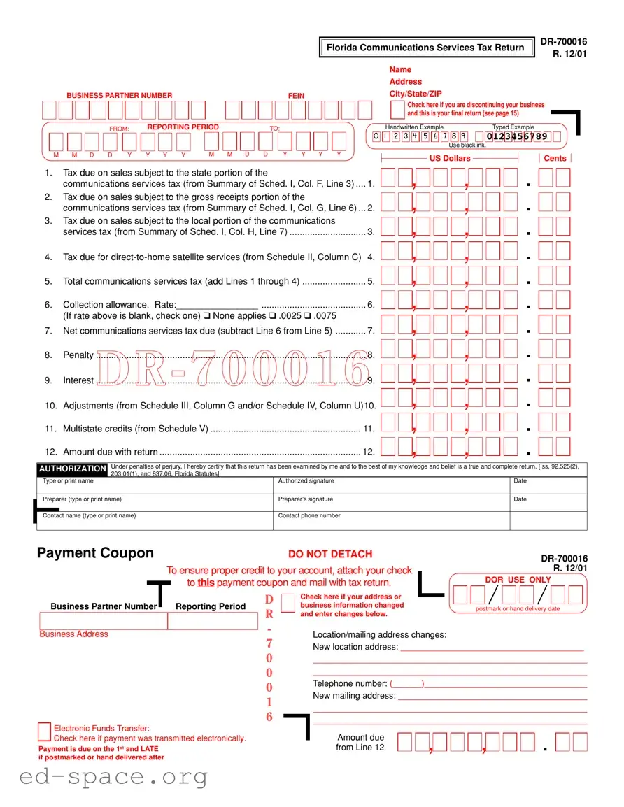 Blank Business Partner Number Florida PDF Form