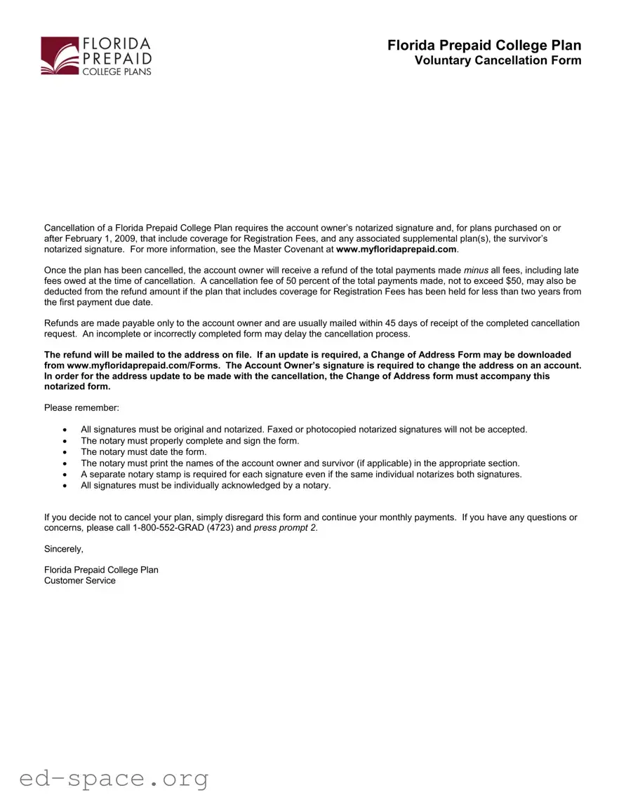 Blank Florida Prepaid College PDF Form