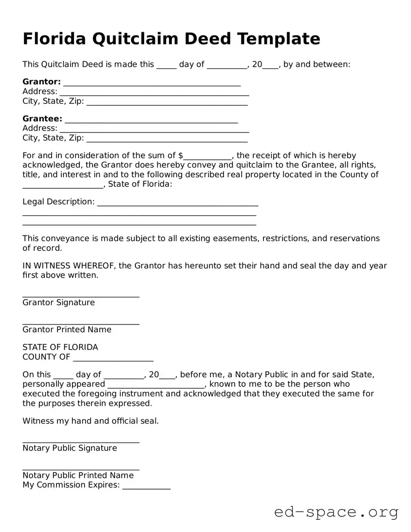 Free  Quitclaim Deed Form for Florida
