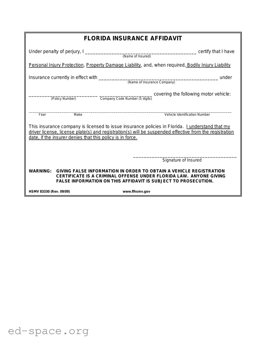 Blank Florida Hsmv 83330 PDF Form
