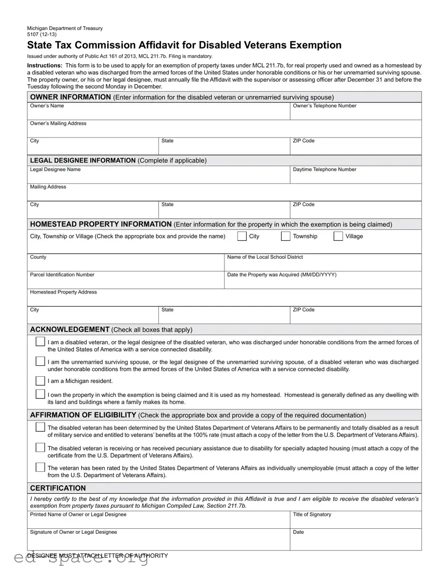 Blank Michigan 5107 PDF Form