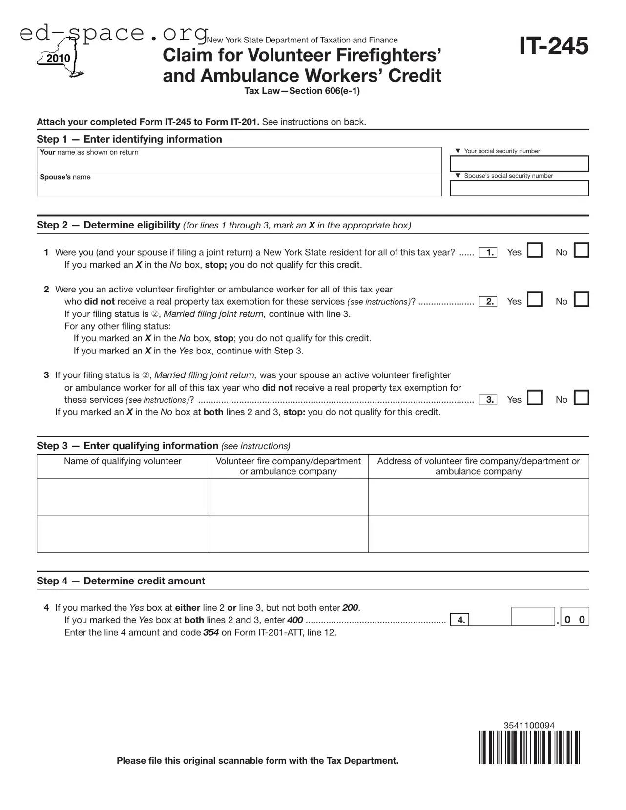 Blank New York It 245 PDF Form