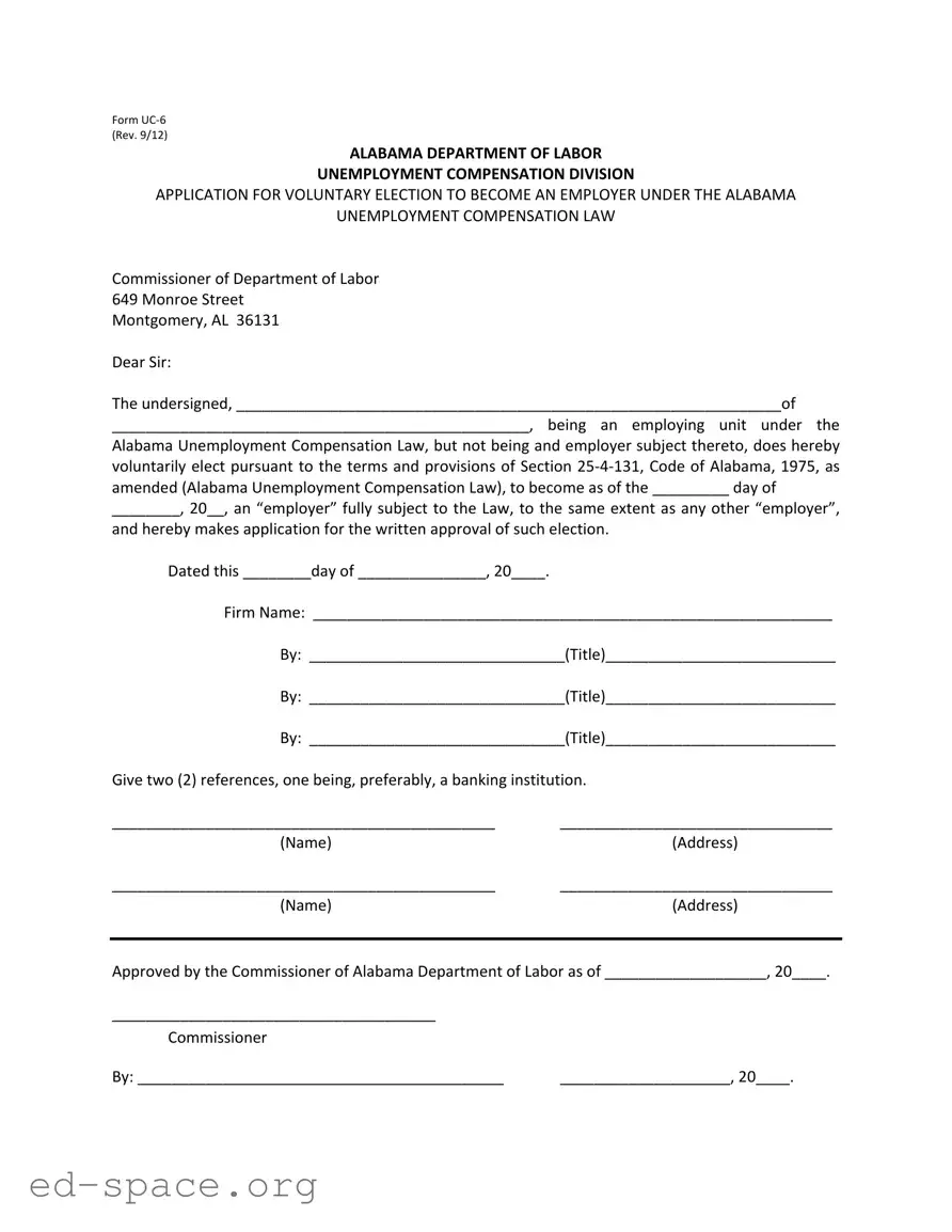 Blank Alabama Uc 6 PDF Form