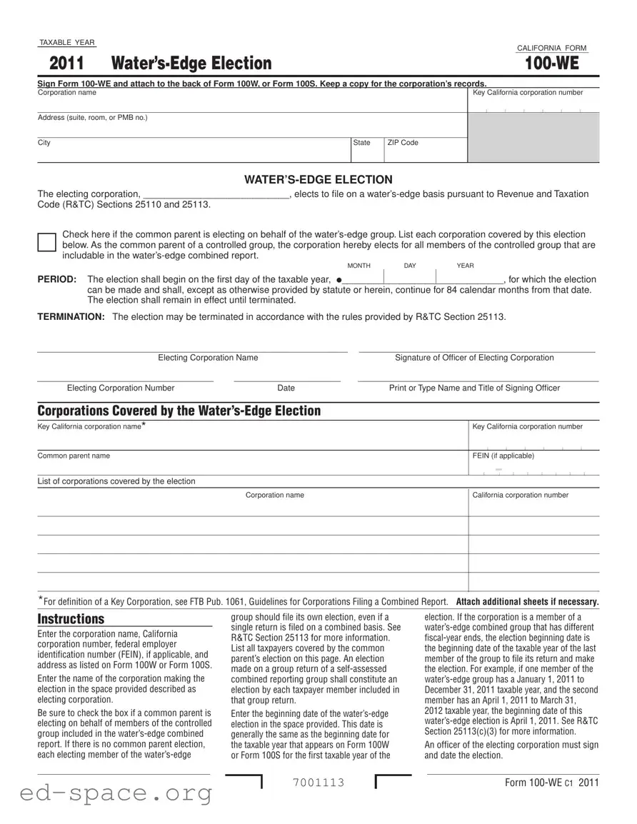 Blank California 100 We PDF Form