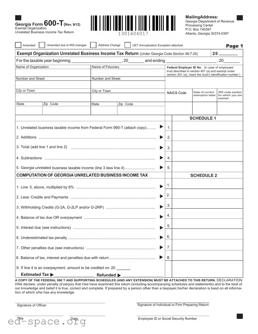 Blank Georgia 600 T PDF Form