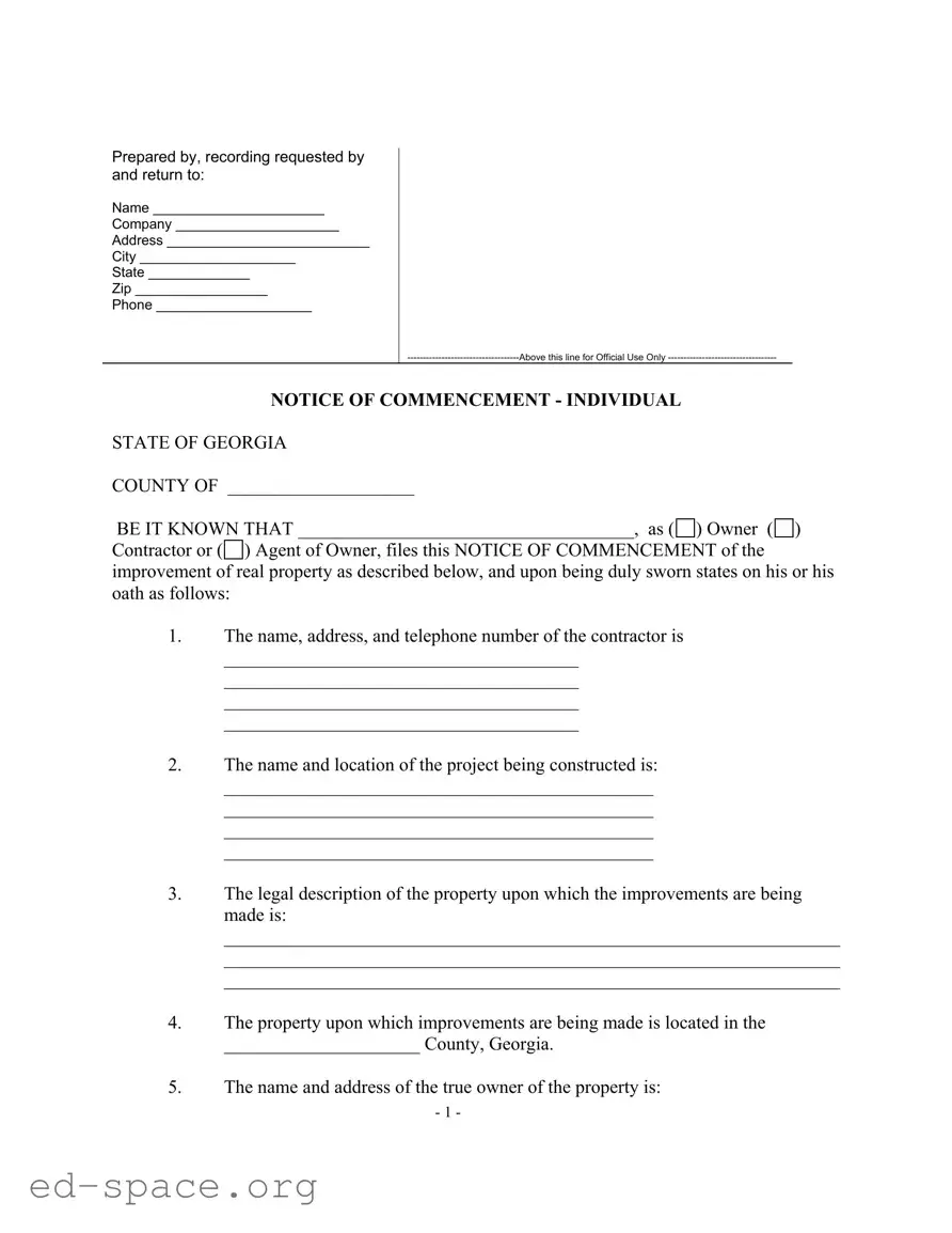 Blank Georgia Notice PDF Form