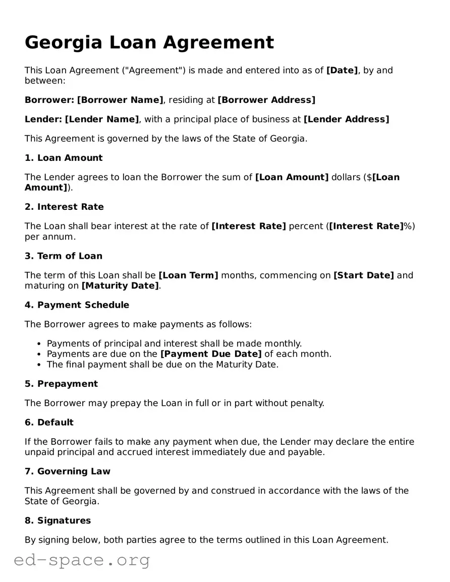 Free  Loan Agreement Form for Georgia