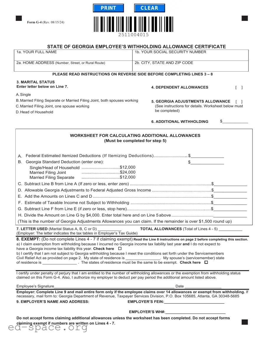 Blank G 4 Georgia PDF Form