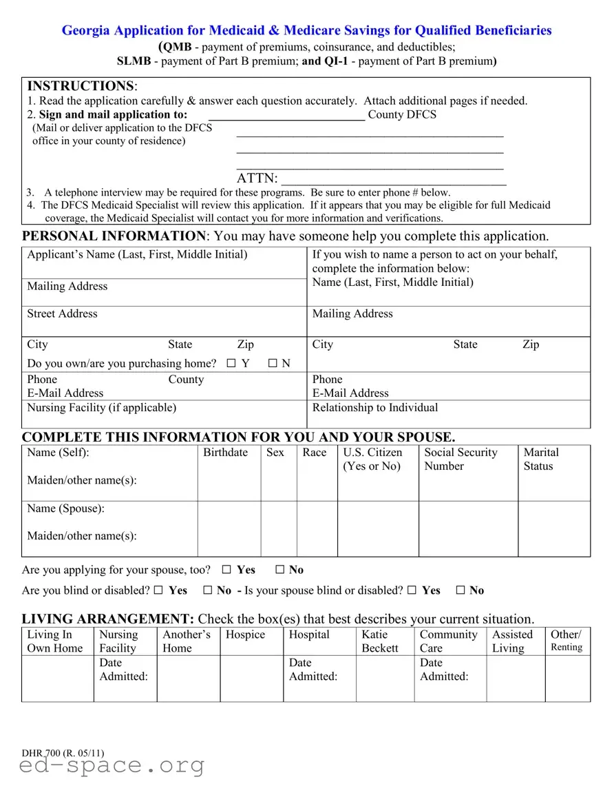 Blank Georgia Application For Medicaid PDF Form