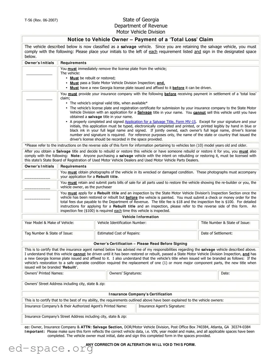 Blank Georgia T 56 PDF Form