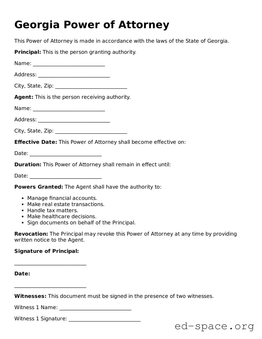 Free  Power of Attorney Form for Georgia