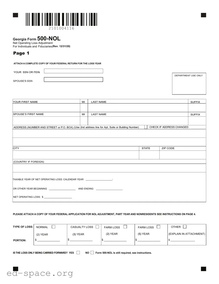 Blank Georgia 500 Nol PDF Form