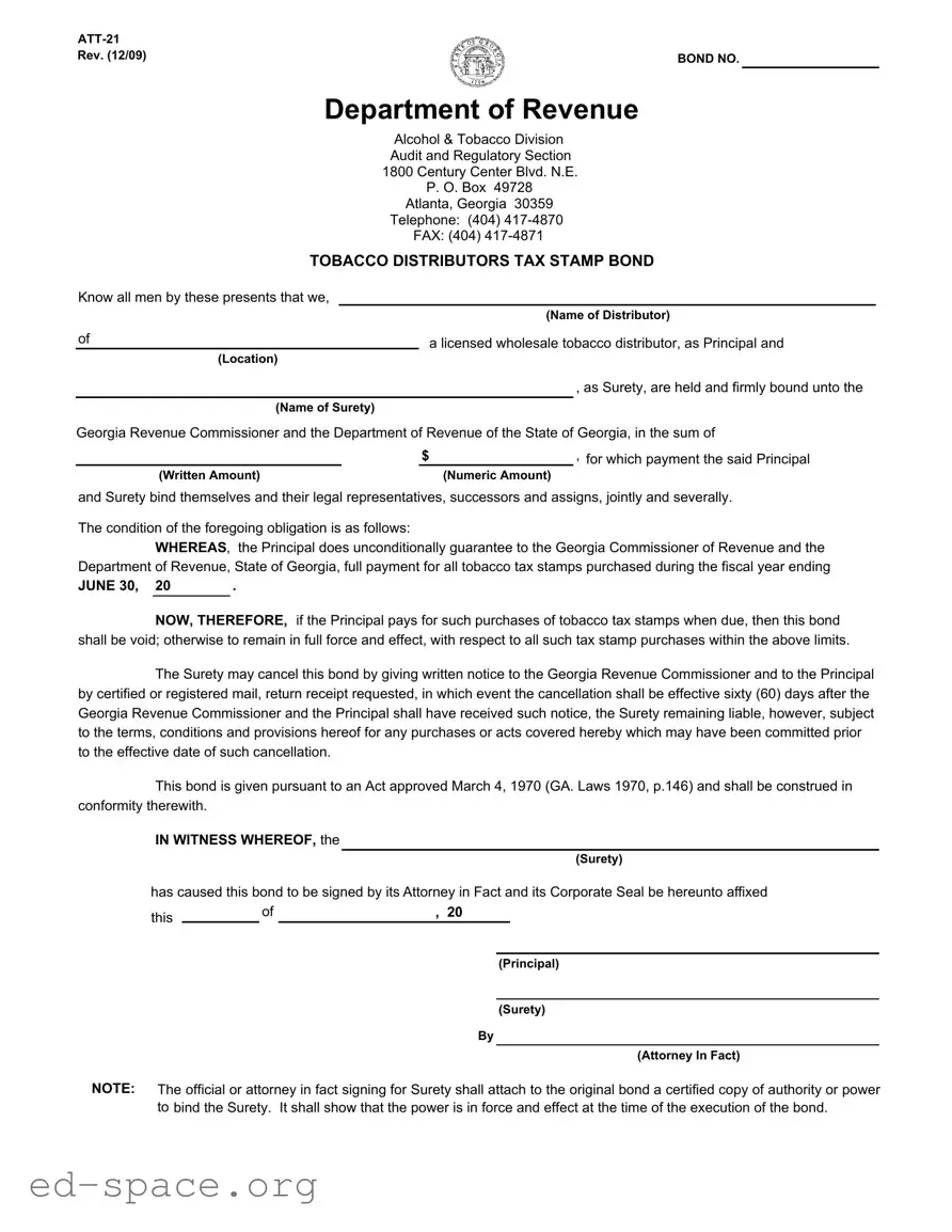 Blank Georgia Att 21 PDF Form