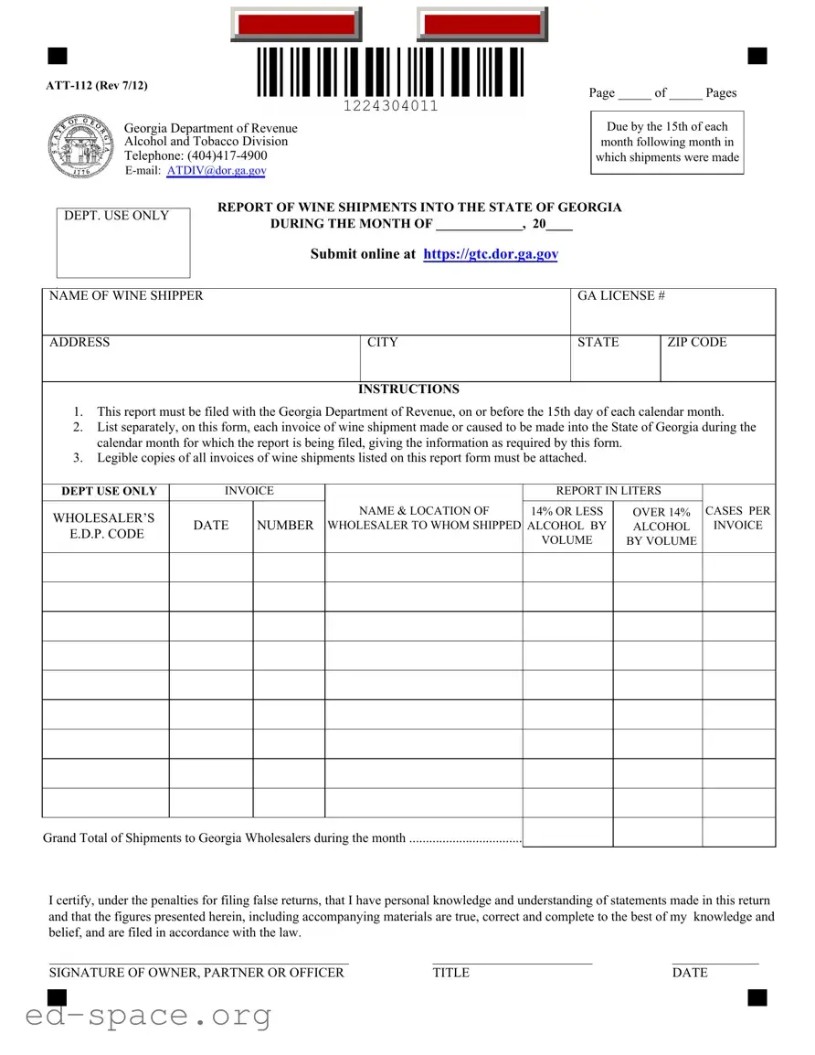 Blank Georgia Att 112 PDF Form
