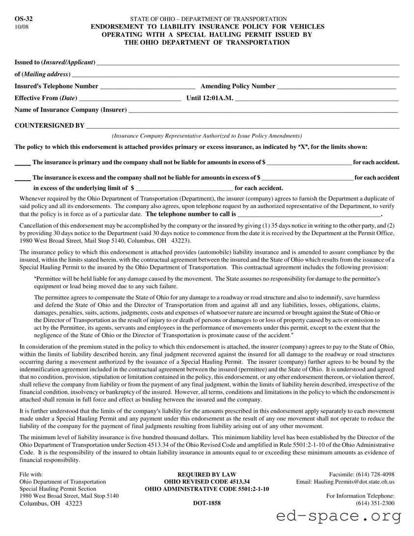 Blank Ohio Os 32 PDF Form