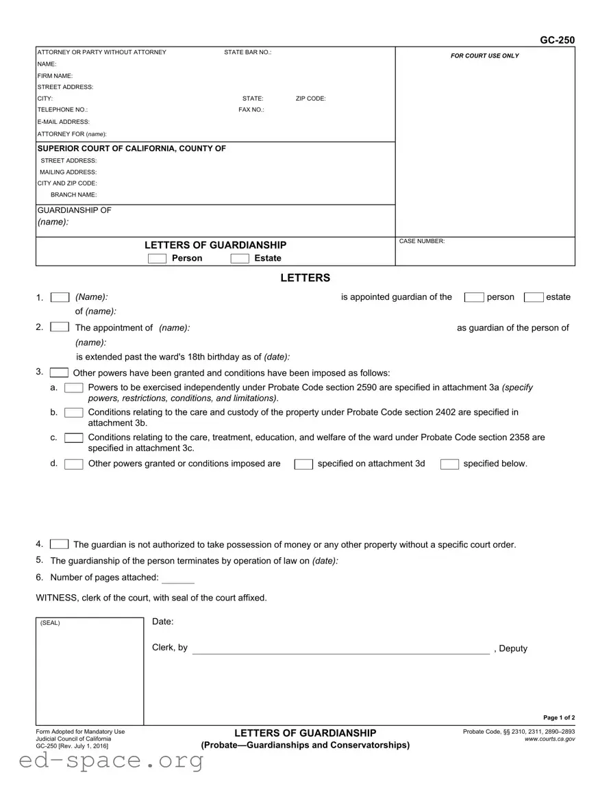 Blank California Gc 250 PDF Form
