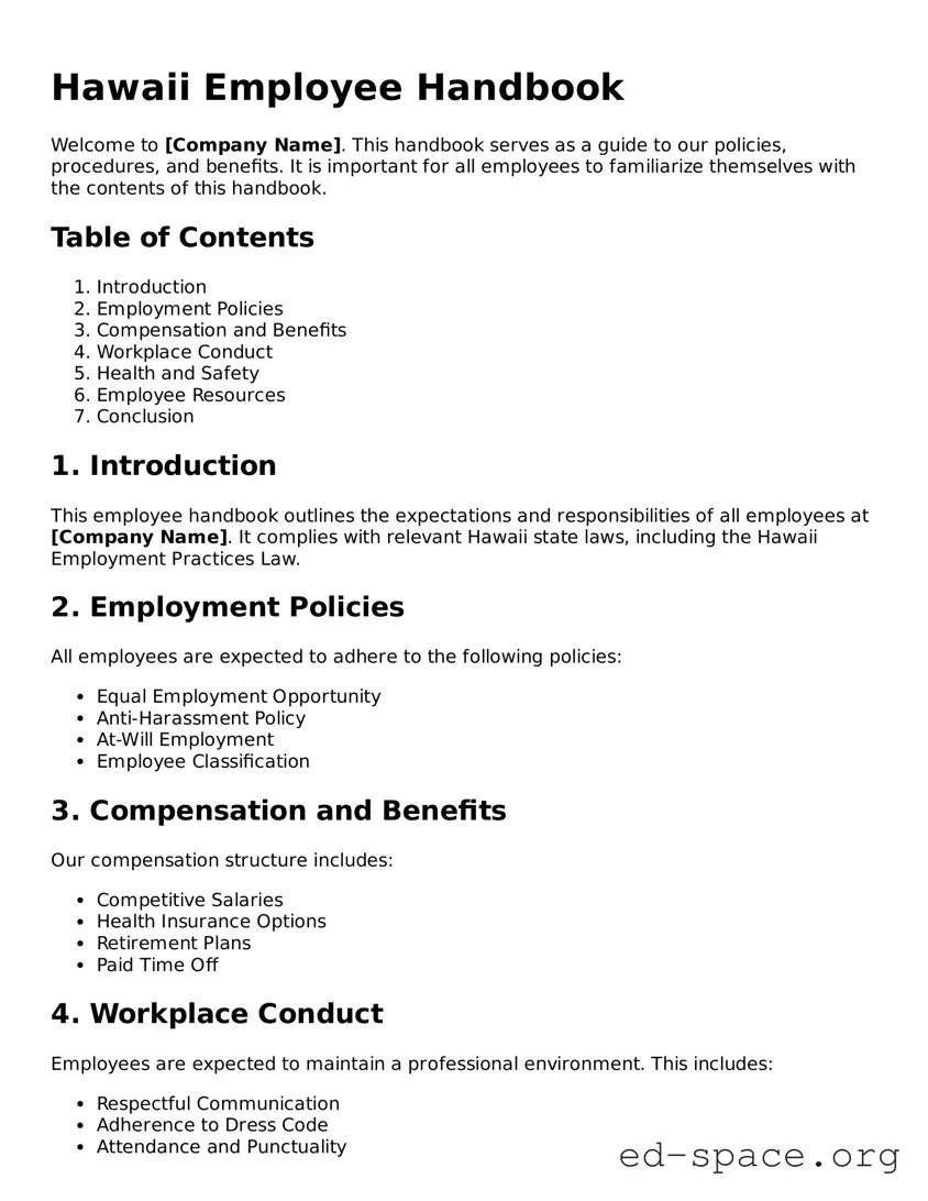 Free  Employee Handbook Form for Hawaii