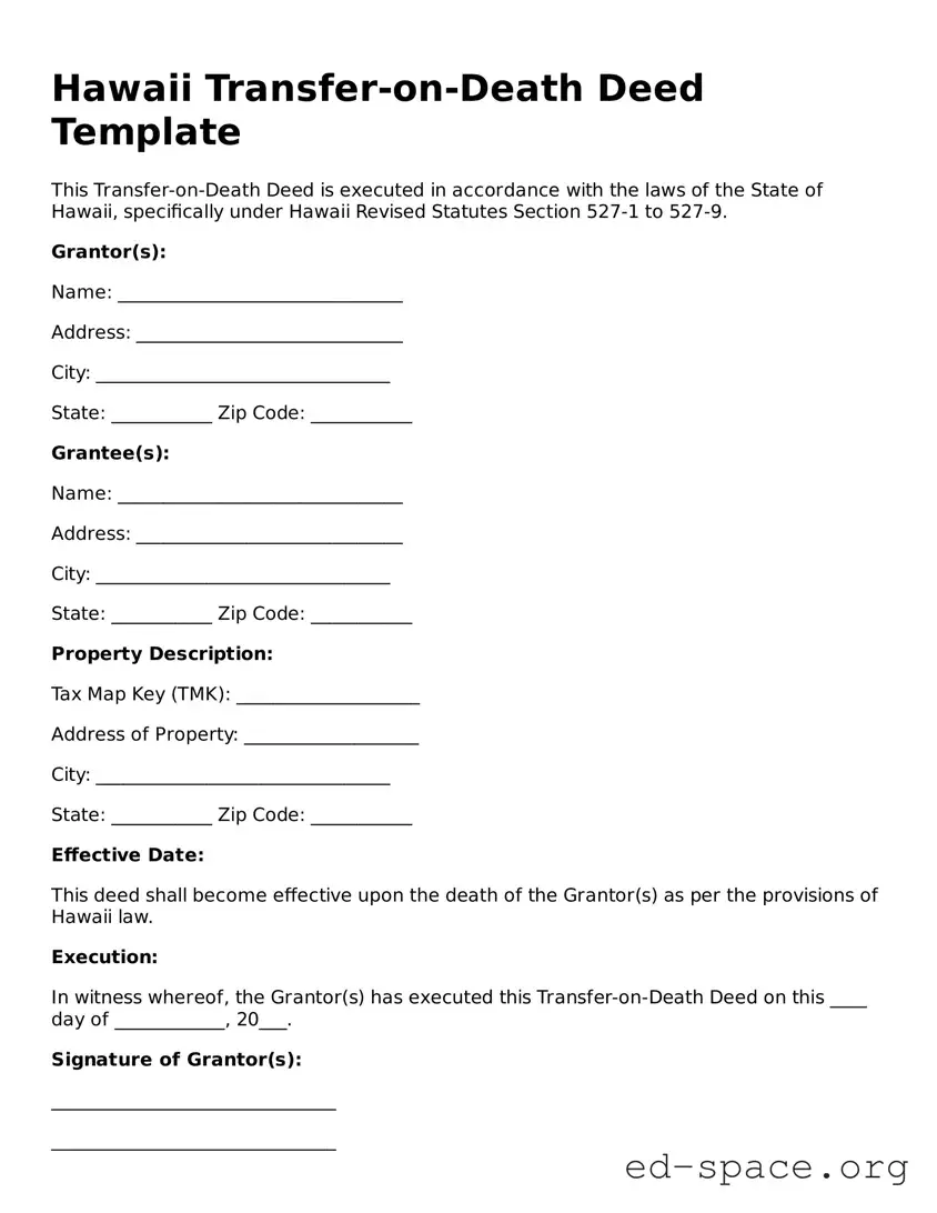 Free  Transfer-on-Death Deed Form for Hawaii