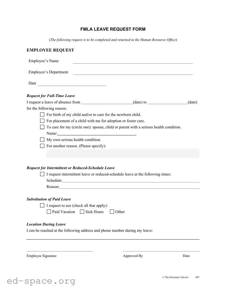 Blank Fmla Leave PDF Form