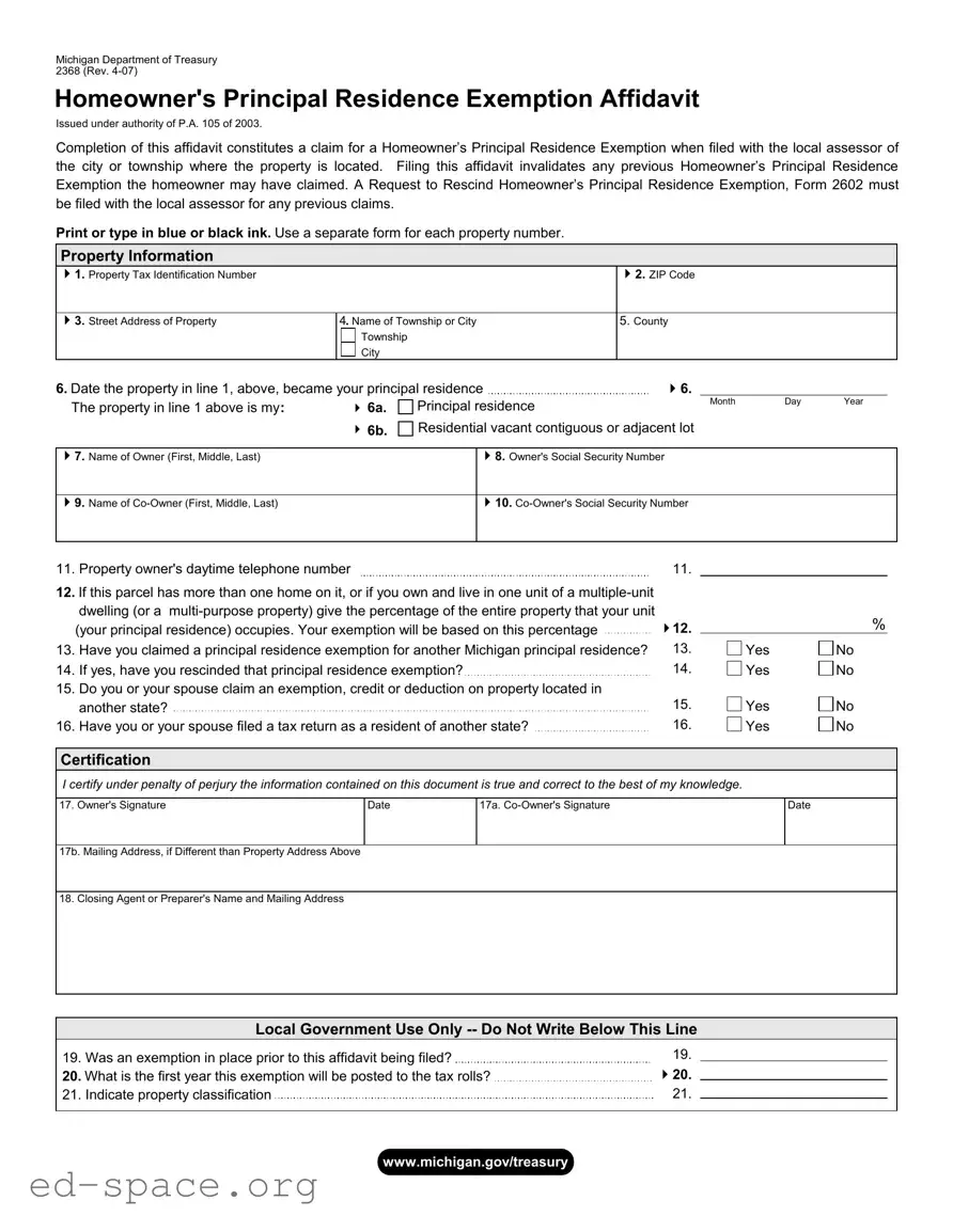 Blank 2368 Michigan PDF Form