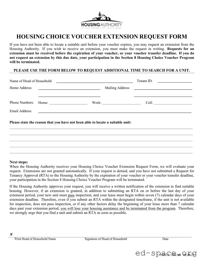 Blank Section 8 Voucher Extension PDF Form