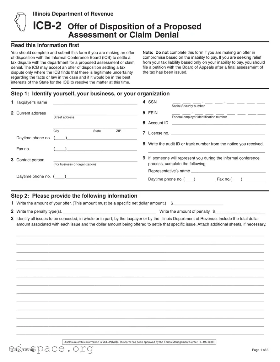 Blank Illinois Icb 2 PDF Form