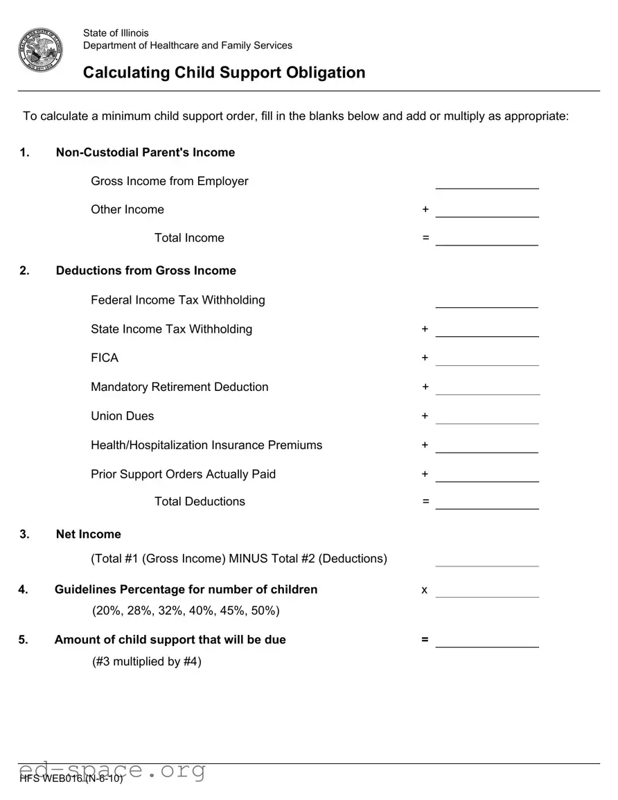 Blank Illinois Calculating Support PDF Form