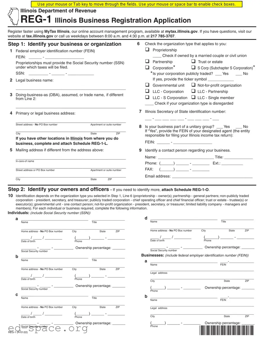 Blank Illinois Reg 1 PDF Form