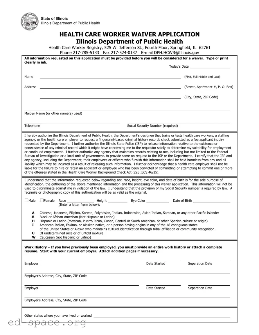 Blank Illinois Waiver PDF Form