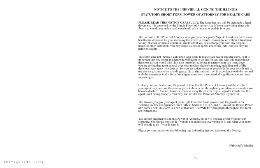 Blank Illinois Short Power PDF Form