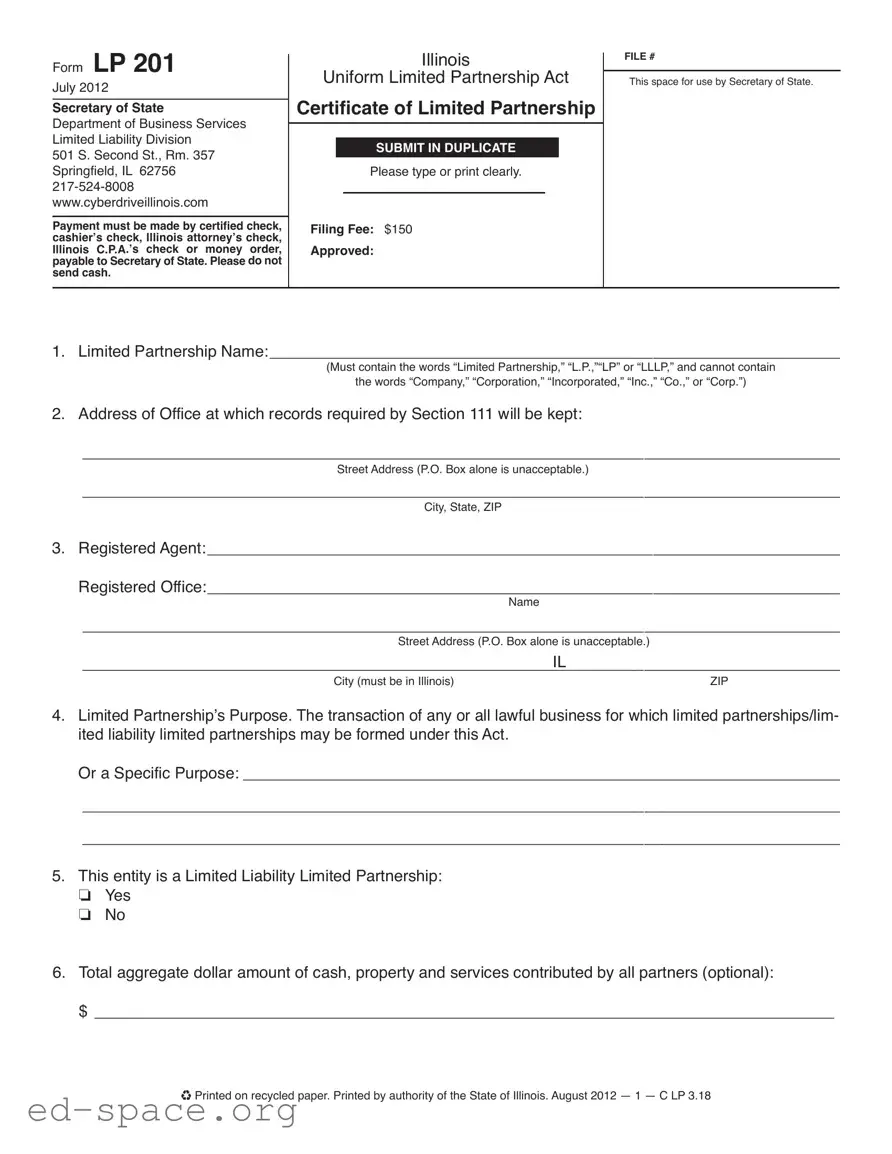 Blank Illinois Lp 201 PDF Form