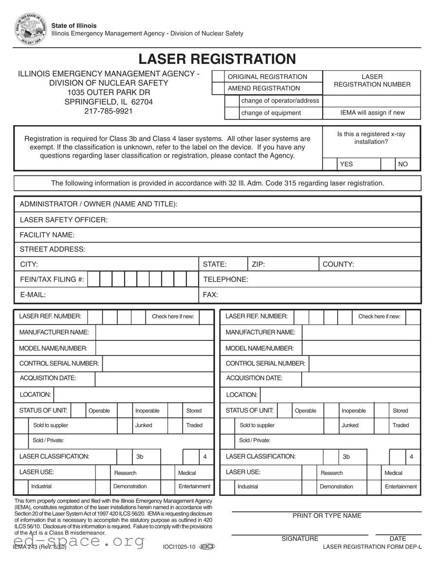 Blank Illinois Iema 243 PDF Form