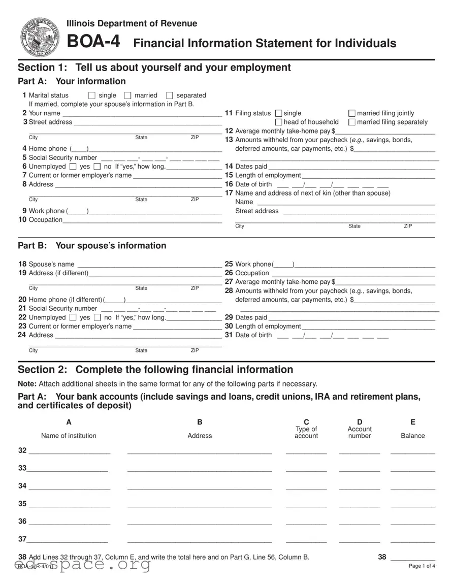 Blank Illinois Boa 4 PDF Form