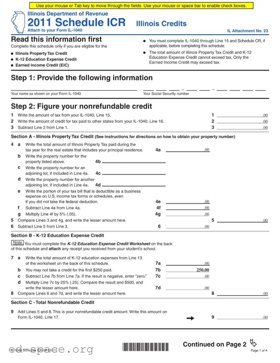 Blank Icr Illinois Dept PDF Form