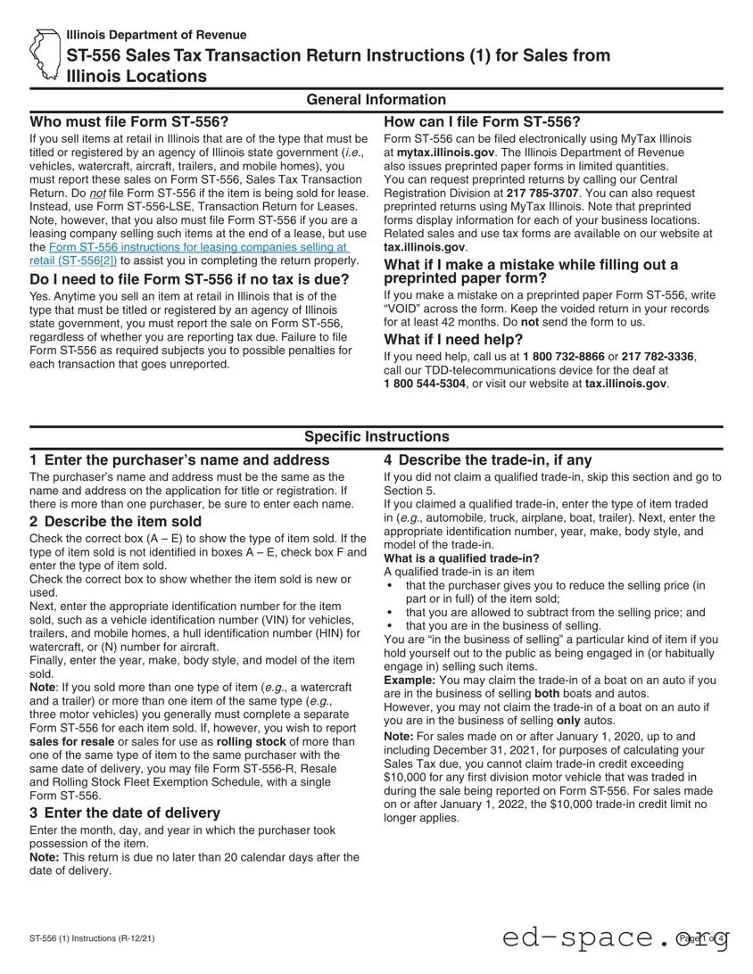 Blank St 556 Illinois PDF Form