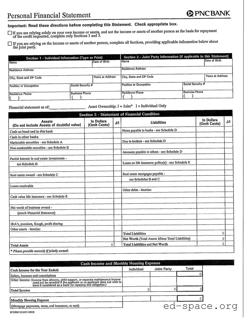 Blank Pnc Bank Statement PDF Form